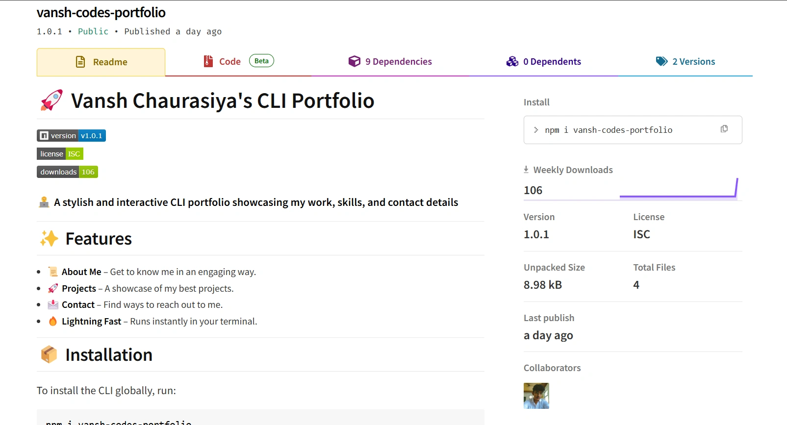 Cli-Portfolio-Vansh